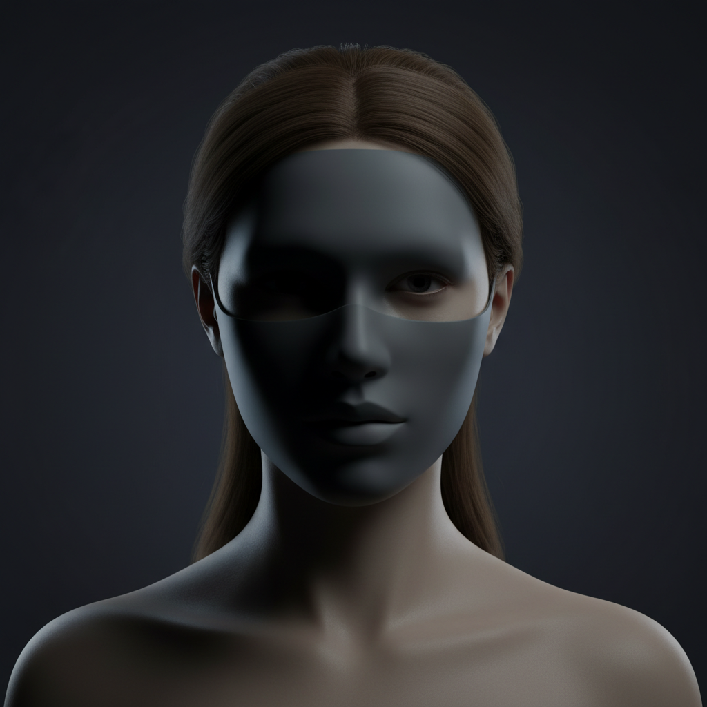 Woman with face covered